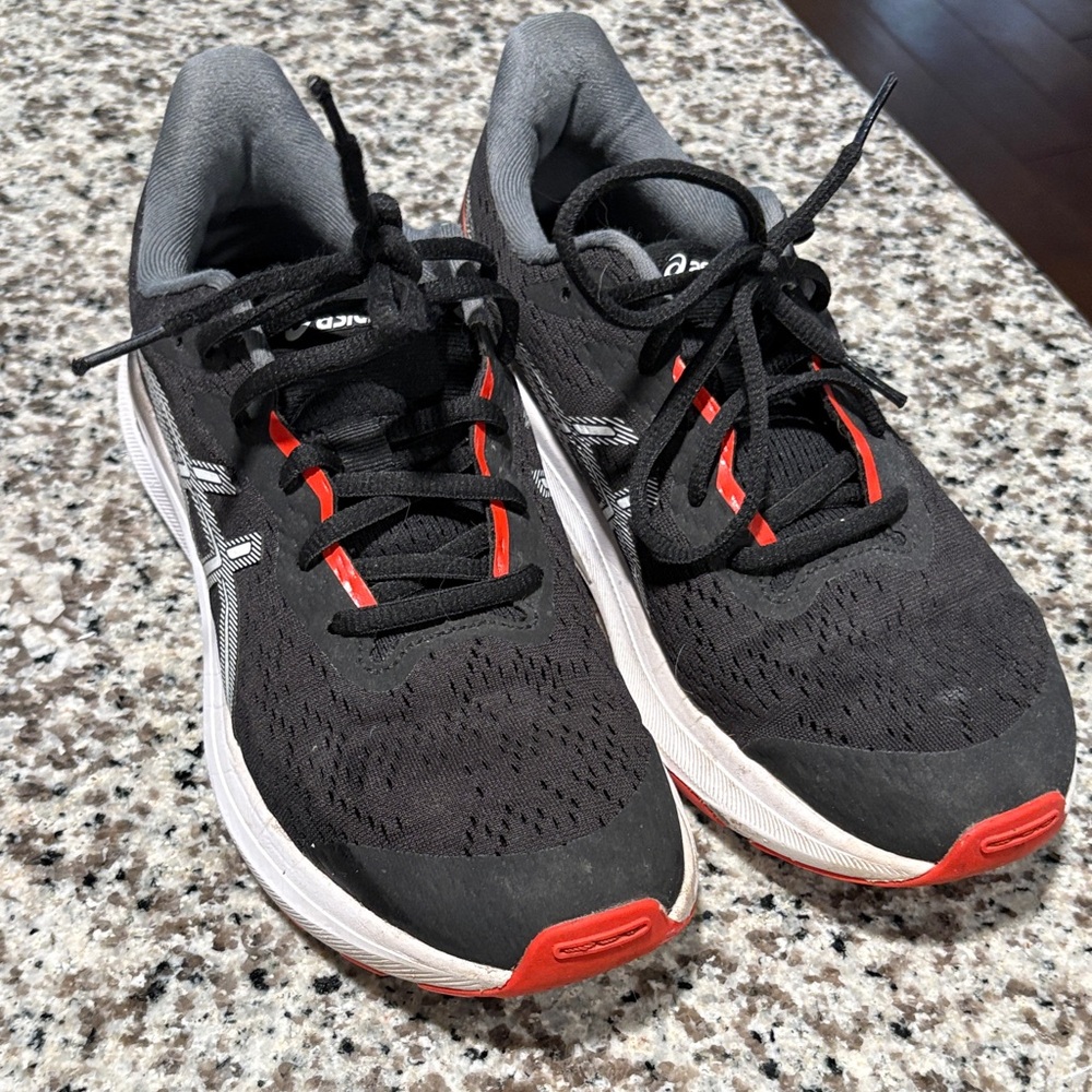 ASICS Boys Black and Red Athletic Shoes